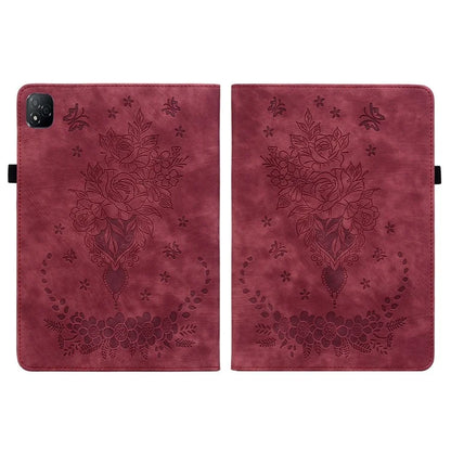 For Infinix Xpad Case Card Holder Anti-Scratch Leather Cover Rose Flower Imprint