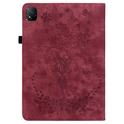 For Infinix Xpad Case Card Holder Anti-Scratch Leather Cover Rose Flower Imprint