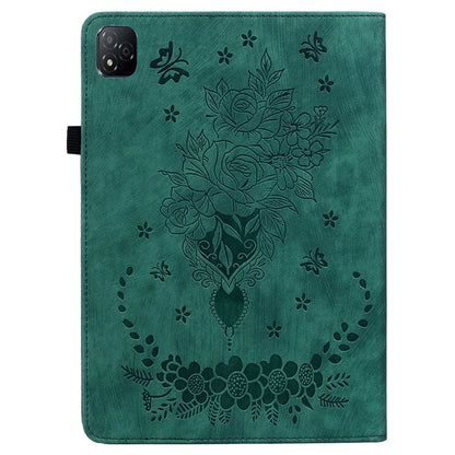 For Infinix Xpad Case Card Holder Anti-Scratch Leather Cover Rose Flower Imprint