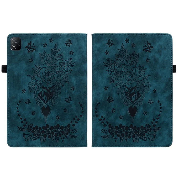 For Infinix Xpad Case Card Holder Anti-Scratch Leather Cover Rose Flower Imprint