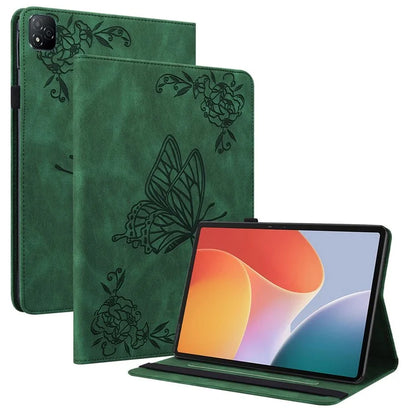 For Infinix Xpad Case Butterfly Flower Imprint PU Leather Tablet Cover with Card Slots