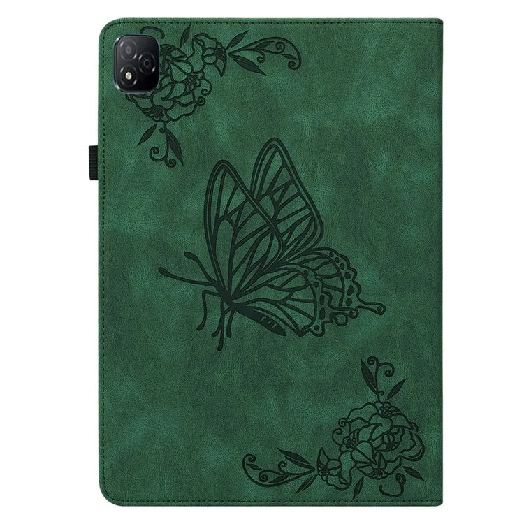For Infinix Xpad Case Butterfly Flower Imprint PU Leather Tablet Cover with Card Slots