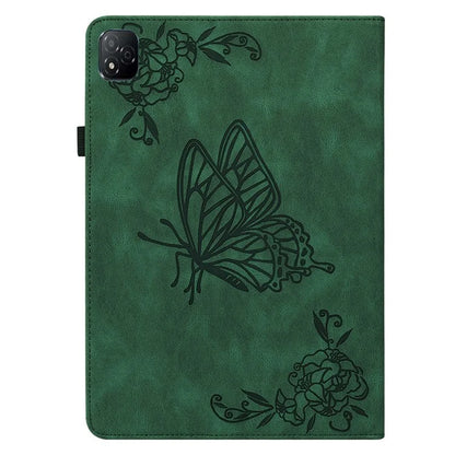 For Infinix Xpad Case Butterfly Flower Imprint PU Leather Tablet Cover with Card Slots