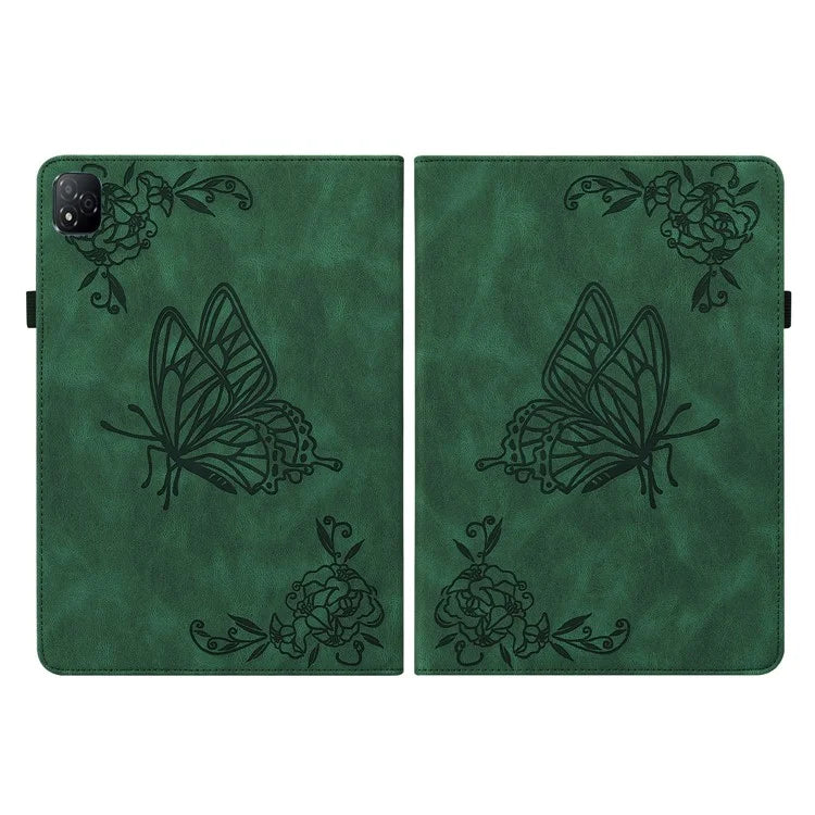 For Infinix Xpad Case Butterfly Flower Imprint PU Leather Tablet Cover with Card Slots