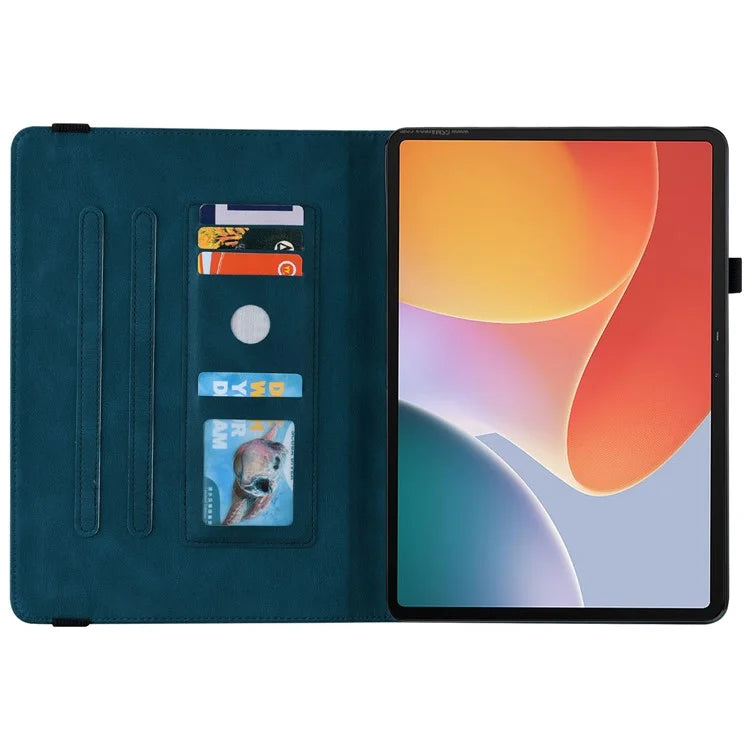 For Infinix Xpad Case Butterfly Flower Imprint PU Leather Tablet Cover with Card Slots