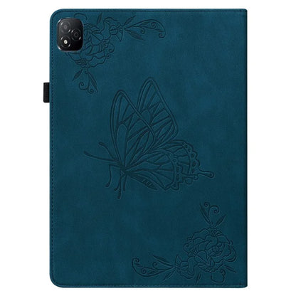 For Infinix Xpad Case Butterfly Flower Imprint PU Leather Tablet Cover with Card Slots
