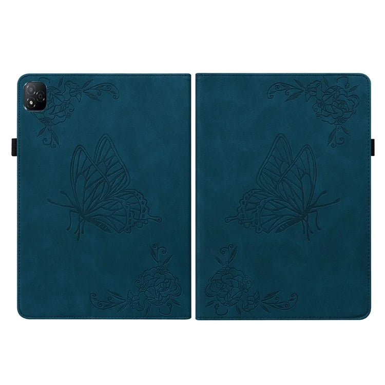 For Infinix Xpad Case Butterfly Flower Imprint PU Leather Tablet Cover with Card Slots