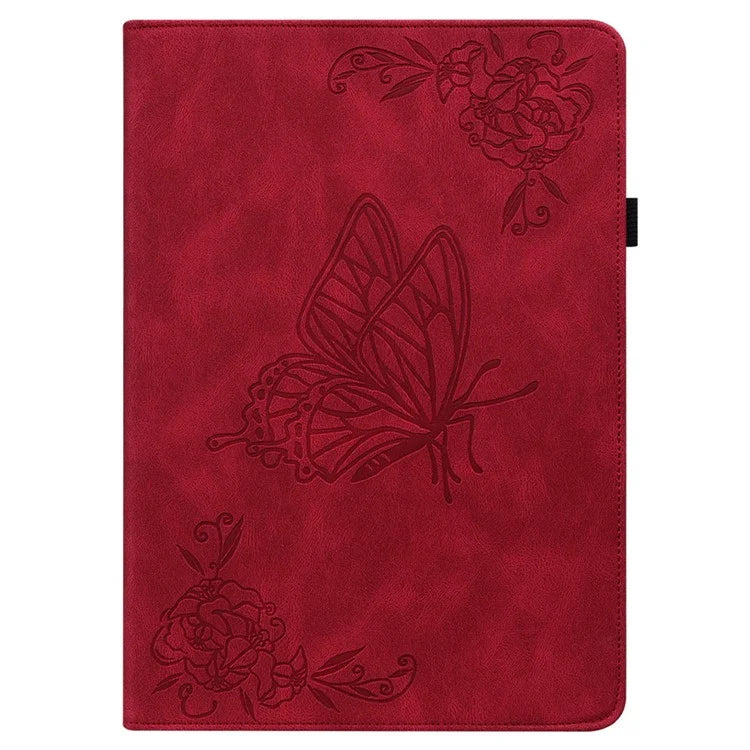 For Infinix Xpad Case Butterfly Flower Imprint PU Leather Tablet Cover with Card Slots