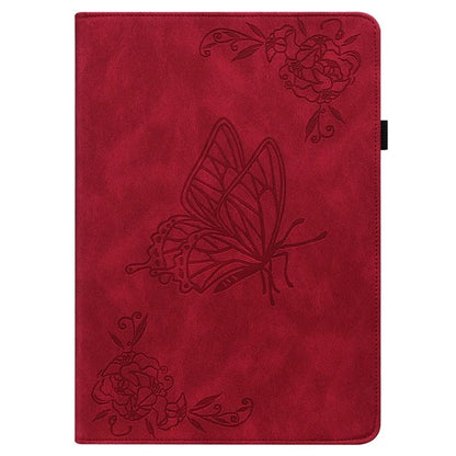For Infinix Xpad Case Butterfly Flower Imprint PU Leather Tablet Cover with Card Slots