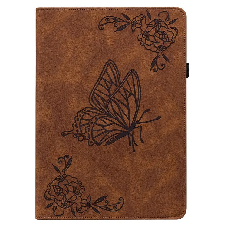 For Infinix Xpad Case Butterfly Flower Imprint PU Leather Tablet Cover with Card Slots