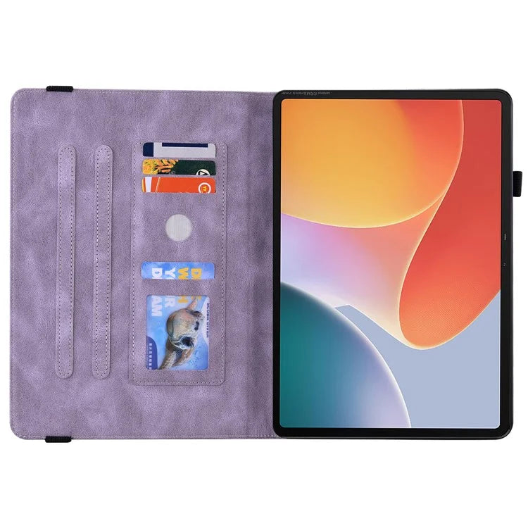 For Infinix Xpad Case Butterfly Flower Imprint PU Leather Tablet Cover with Card Slots