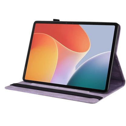 For Infinix Xpad Case Butterfly Flower Imprint PU Leather Tablet Cover with Card Slots