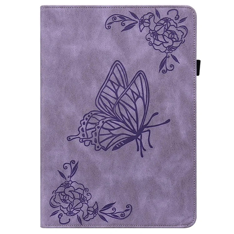 For Infinix Xpad Case Butterfly Flower Imprint PU Leather Tablet Cover with Card Slots