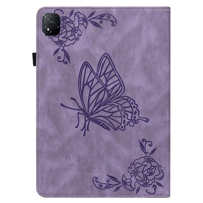 For Infinix Xpad Case Butterfly Flower Imprint PU Leather Tablet Cover with Card Slots