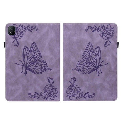For Infinix Xpad Case Butterfly Flower Imprint PU Leather Tablet Cover with Card Slots