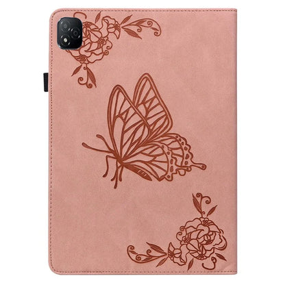 For Infinix Xpad Case Butterfly Flower Imprint PU Leather Tablet Cover with Card Slots