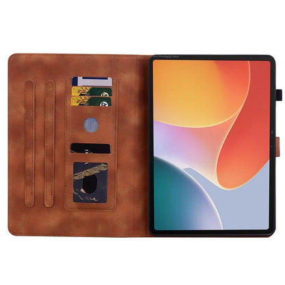 For Infinix Xpad Case Lily Flower Imprint Card Slots Leather Tablet Cover