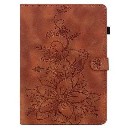 For Infinix Xpad Case Lily Flower Imprint Card Slots Leather Tablet Cover