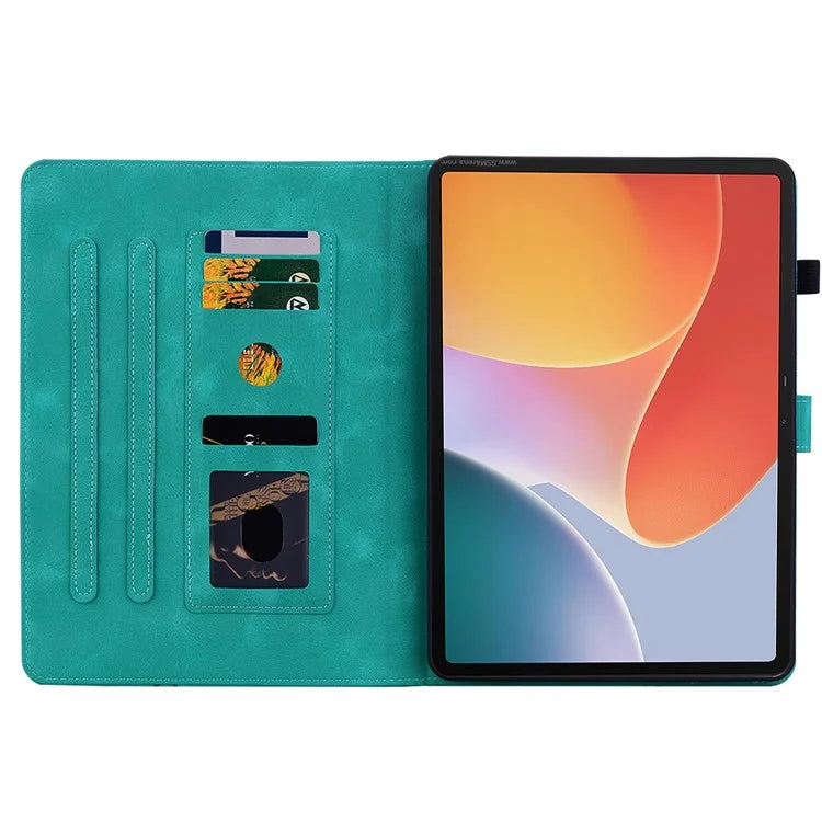 For Infinix Xpad Case Lily Flower Imprint Card Slots Leather Tablet Cover