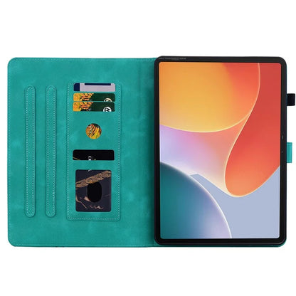 For Infinix Xpad Case Lily Flower Imprint Card Slots Leather Tablet Cover