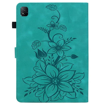 For Infinix Xpad Case Lily Flower Imprint Card Slots Leather Tablet Cover