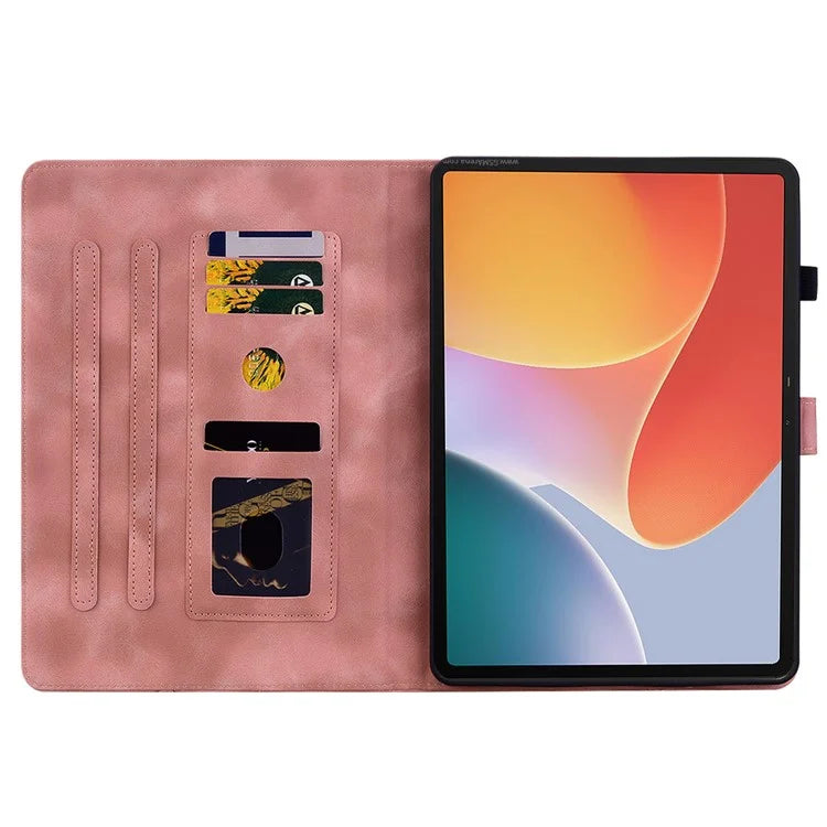 For Infinix Xpad Case Lily Flower Imprint Card Slots Leather Tablet Cover