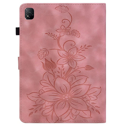For Infinix Xpad Case Lily Flower Imprint Card Slots Leather Tablet Cover