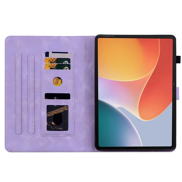 For Infinix Xpad Case Lily Flower Imprint Card Slots Leather Tablet Cover