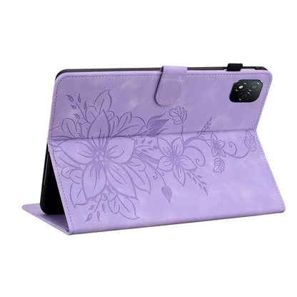 For Infinix Xpad Case Lily Flower Imprint Card Slots Leather Tablet Cover