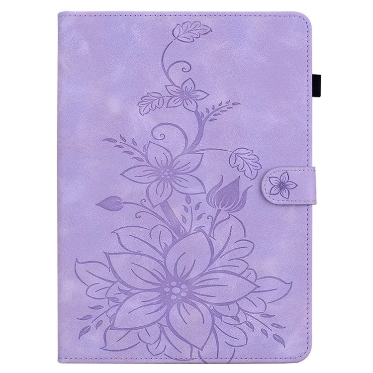 For Infinix Xpad Case Lily Flower Imprint Card Slots Leather Tablet Cover