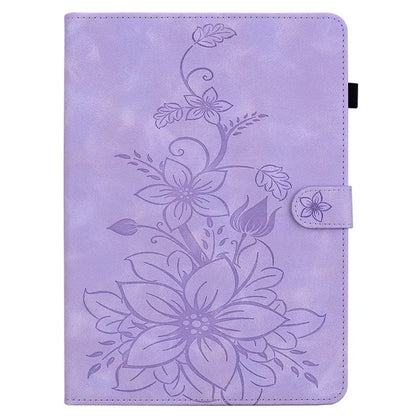 For Infinix Xpad Case Lily Flower Imprint Card Slots Leather Tablet Cover