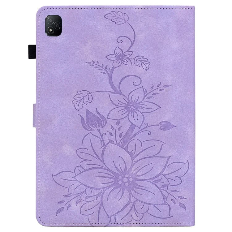 For Infinix Xpad Case Lily Flower Imprint Card Slots Leather Tablet Cover