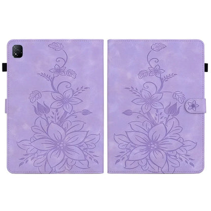 For Infinix Xpad Case Lily Flower Imprint Card Slots Leather Tablet Cover