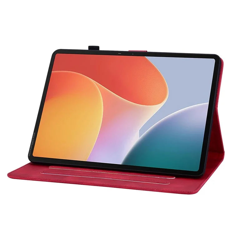 For Infinix Xpad Case Lily Flower Imprint Card Slots Leather Tablet Cover