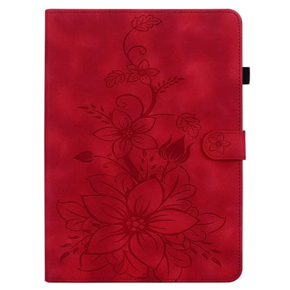 For Infinix Xpad Case Lily Flower Imprint Card Slots Leather Tablet Cover