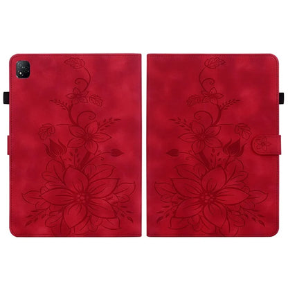 For Infinix Xpad Case Lily Flower Imprint Card Slots Leather Tablet Cover