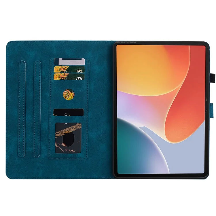 For Infinix Xpad Case Lily Flower Imprint Card Slots Leather Tablet Cover