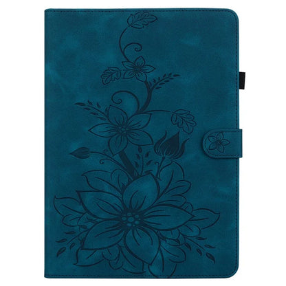 For Infinix Xpad Case Lily Flower Imprint Card Slots Leather Tablet Cover