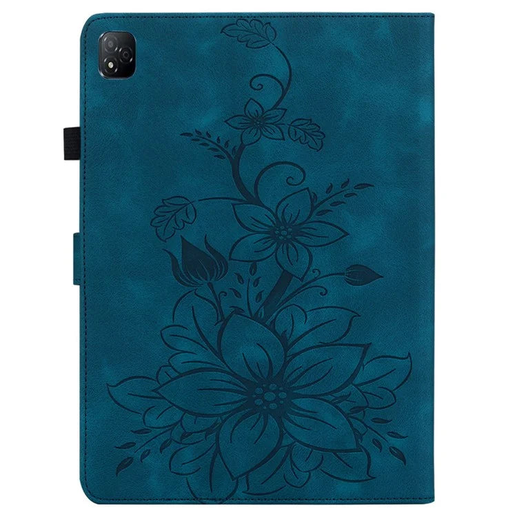 For Infinix Xpad Case Lily Flower Imprint Card Slots Leather Tablet Cover