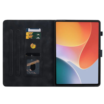 For Infinix Xpad Case Lily Flower Imprint Card Slots Leather Tablet Cover