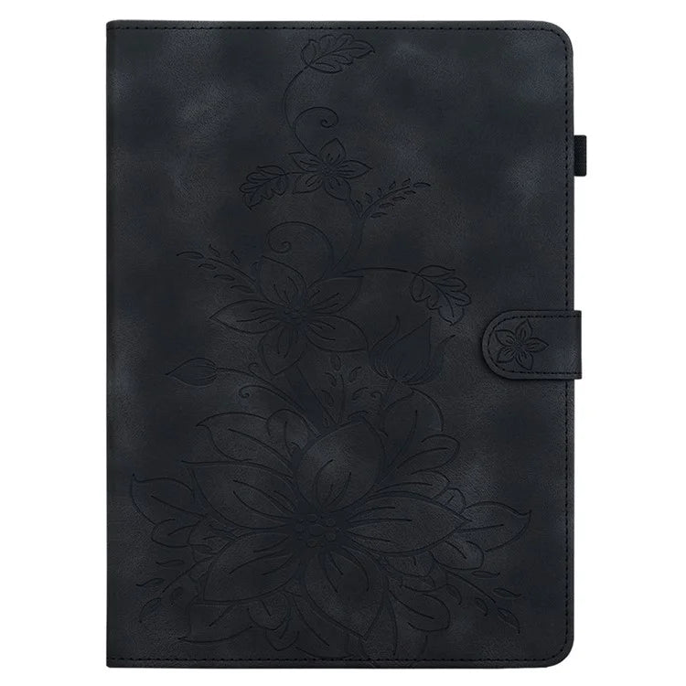 For Infinix Xpad Case Lily Flower Imprint Card Slots Leather Tablet Cover