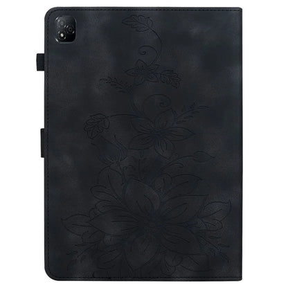 For Infinix Xpad Case Lily Flower Imprint Card Slots Leather Tablet Cover