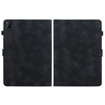 For Infinix Xpad Case Lily Flower Imprint Card Slots Leather Tablet Cover