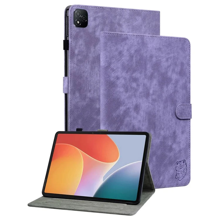 For Infinix Xpad Cases Tiger Imprint Anti-Scratch PU Leather Tablet Cover