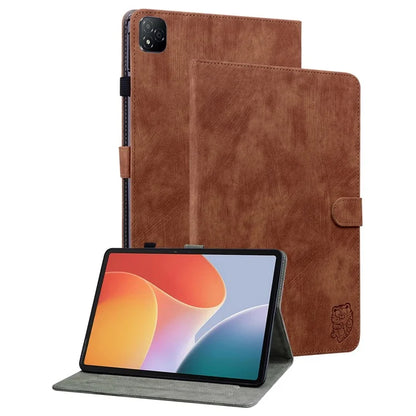 For Infinix Xpad Cases Tiger Imprint Anti-Scratch PU Leather Tablet Cover