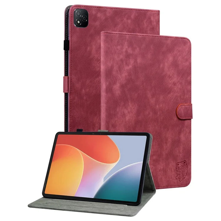 For Infinix Xpad Cases Tiger Imprint Anti-Scratch PU Leather Tablet Cover