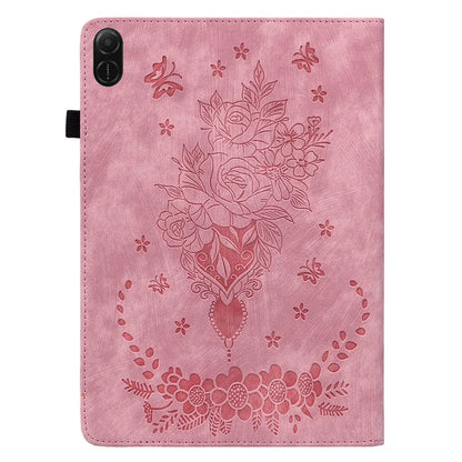 For Honor Pad X8a Case Card Holder Anti-Scratch Leather Cover Rose Flower Imprint
