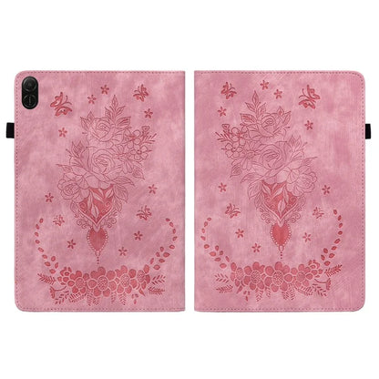 For Honor Pad X8a Case Card Holder Anti-Scratch Leather Cover Rose Flower Imprint