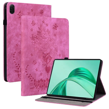 For Honor Pad X8a Case Card Holder Anti-Scratch Leather Cover Rose Flower Imprint