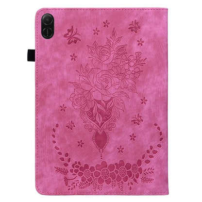 For Honor Pad X8a Case Card Holder Anti-Scratch Leather Cover Rose Flower Imprint